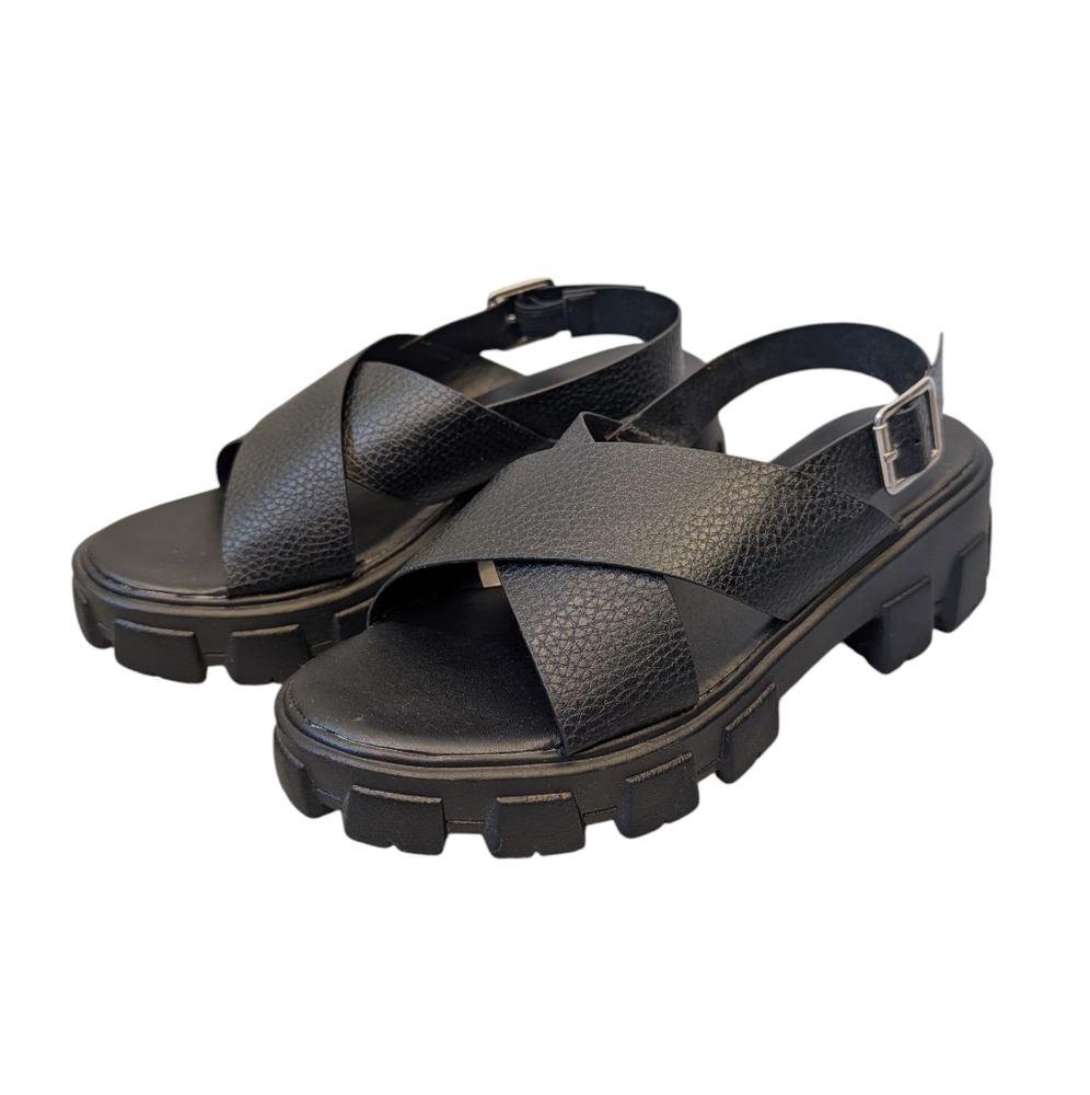 French Connection Black Chunky Sandals